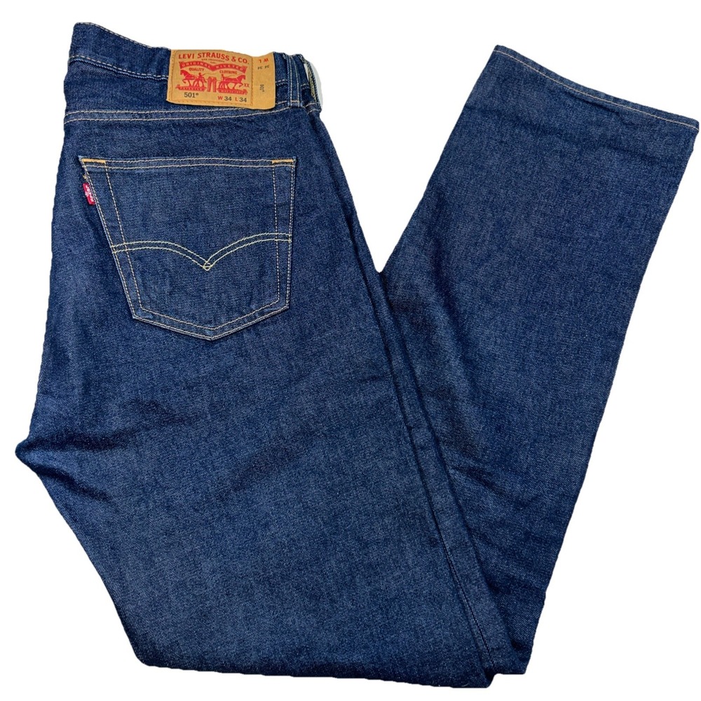 Levi's 501 Men's 34x34 Dark Wash Button‎ Snap Jeans PERFECT CONDITION
